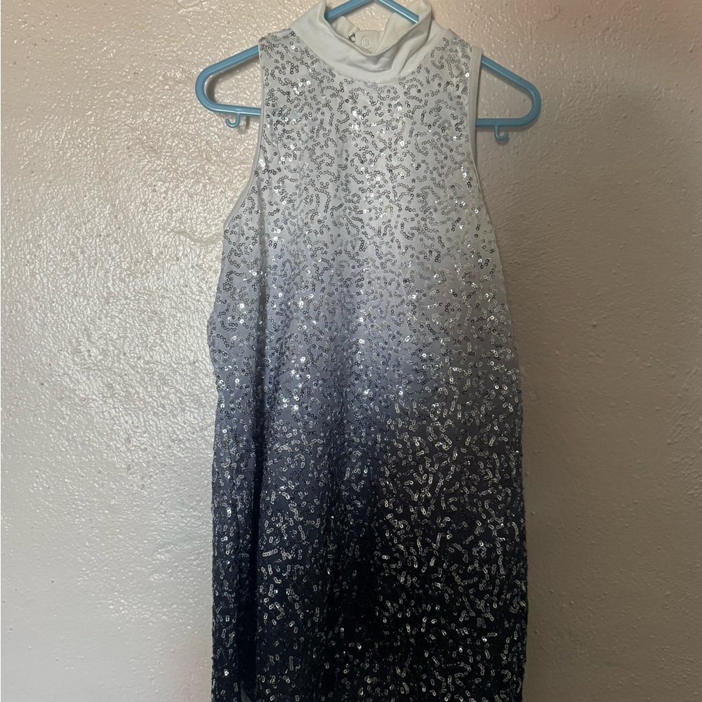 Silver and Black Sequin Sleeveless Dress